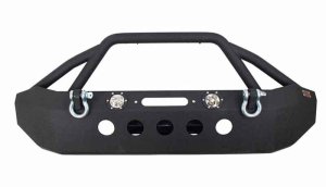 Jeep Wrangler Unlimited Front Winch Bumper - Fishbone Offroad - Full Width with LEDs - Black textured powder coat - `07-`18